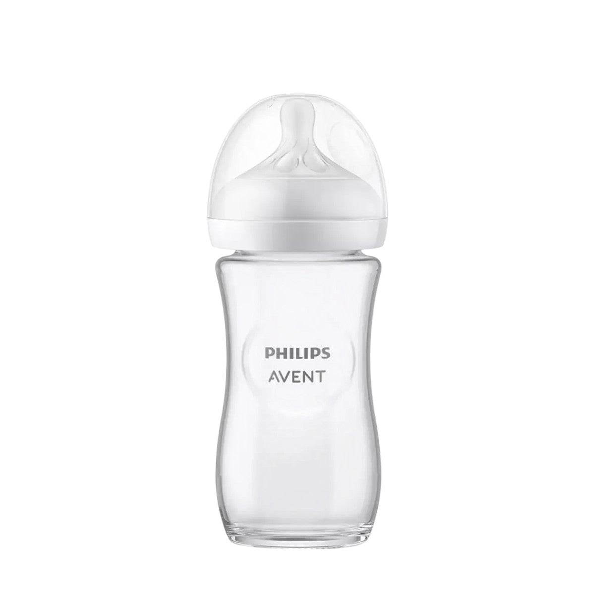 Chikikitos: Mamadera de vidrio Philips Avent de 240ml con tetina de flujo 3, ideal para bebés de 1 mes.