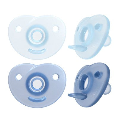 Pack de dos chupetes Philips AVENT Soothie de silicona azul para recién nacidos de Chikikitos, diseño ortodóntico.