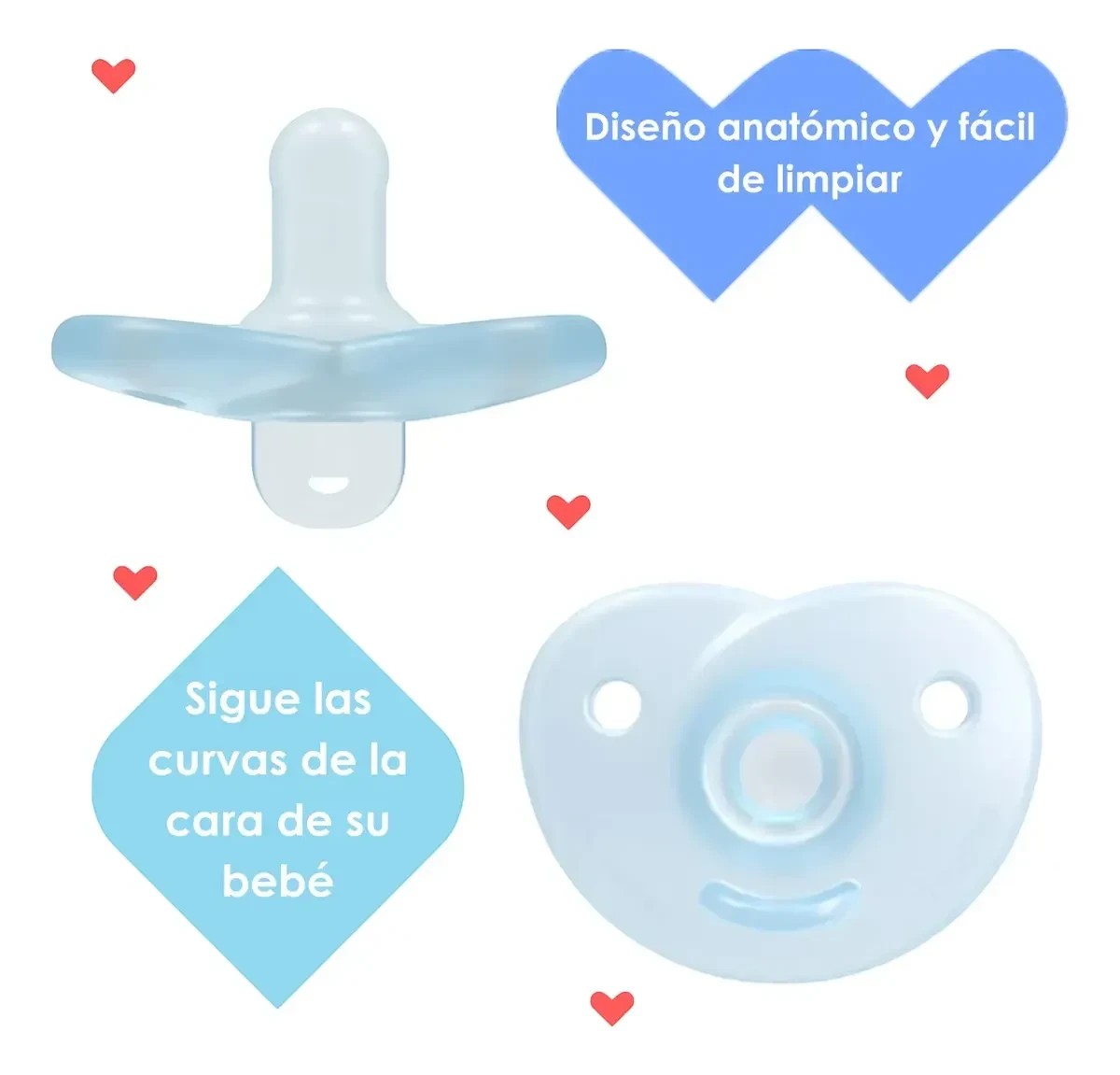 Chupete Philips AVENT Soothie de silicona azul para recién nacidos de Chikikitos, diseño ortodóntico y ergonómico.