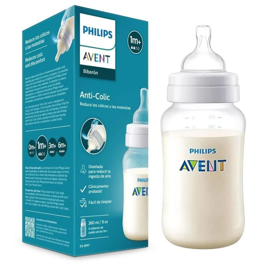 Chikikitos Philips Avent biberón anticólicos de 260 ml con tetina de flujo natural para bebés de 1m+