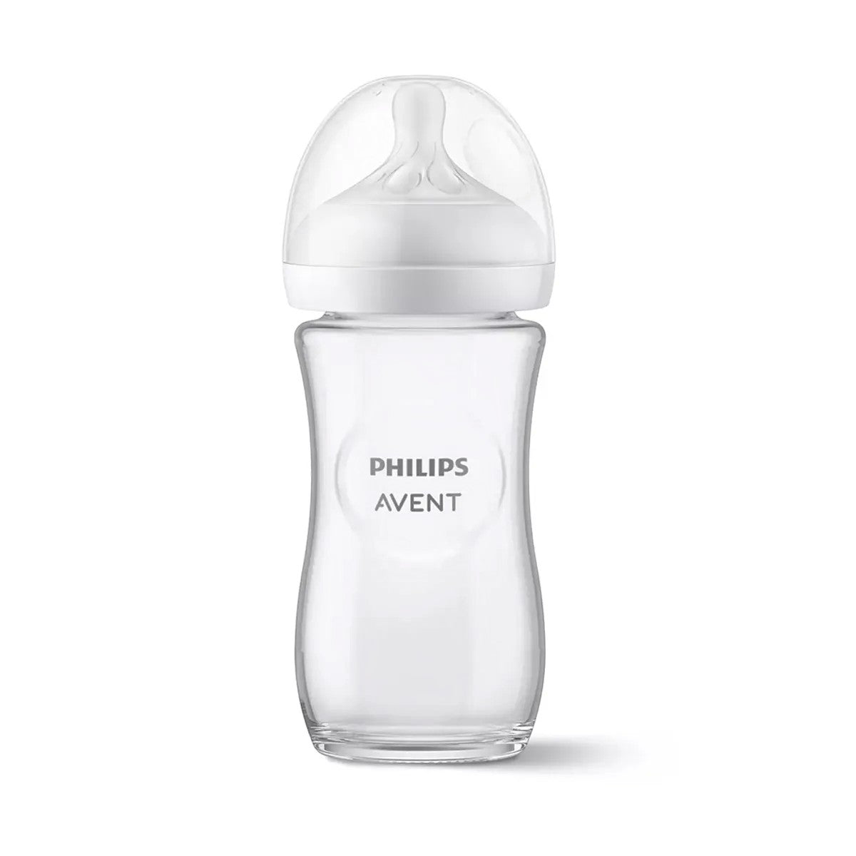Chikikitos: Mamadera de vidrio Philips Avent de 240ml con tetina de flujo 3 para bebés de 1 mes. Diseño ergonómico y fácil de limpiar.
